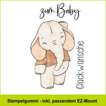 Babyelefant stehend - Stempelgummi